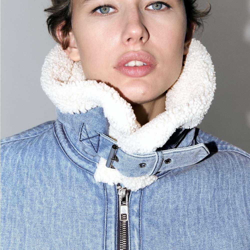 ZARA SHEARLING BIKER JACKET - Picture 4 of 8